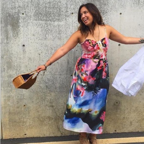 Anthropologie Corey Lynn Calter Daybreak Watercolor Midi Dress Sz 4 - Picture 4 of 4